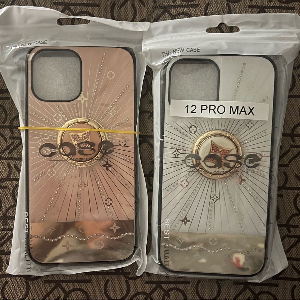 iPhone 12 Pro MAX full bling hard shell case +lanyard x2